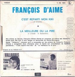 [Pochette de C’est reparti mon kiki (Franois D’AIME) - verso]