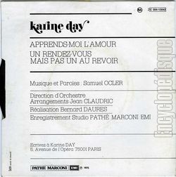 [Pochette de Apprends-moi l’amour (Karine DAY) - verso]