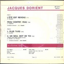 [Pochette de L’t est revenu (Jacques DORIENT) - verso]