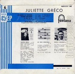 [Pochette de Musique mcanique (Juliette GRCO) - verso]