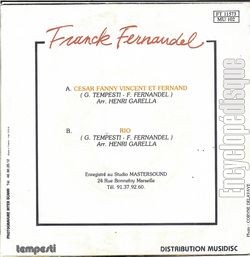 [Pochette de Csar, Fanny, Vincent et Fernand (Franck FERNANDEL) - verso]