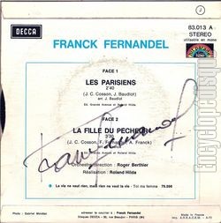 [Pochette de Les parisiens (Franck FERNANDEL) - verso]