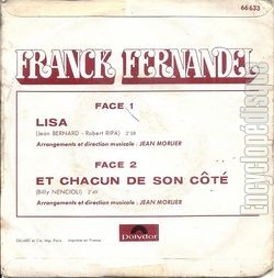 [Pochette de Lisa (Franck FERNANDEL) - verso]