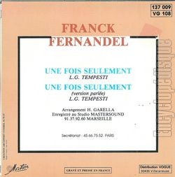 [Pochette de Une fois seulement (Franck FERNANDEL) - verso]