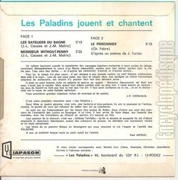 [Pochette de Les bateliers du bagne (Les PALADINS) - verso]