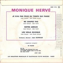 [Pochette de Je n’ai pas peur du temps qui passe (Monique HERV) - verso]