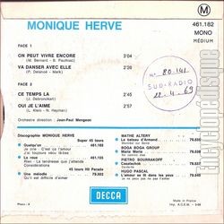 [Pochette de On peut vivre encore (Monique HERV) - verso]