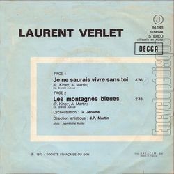 [Pochette de Je ne saurais vivre sans toi (Laurent VERLET) - verso]