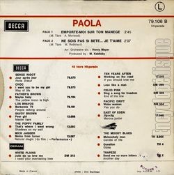 [Pochette de Emporte-moi sur ton mange (PAOLA (2)) - verso]