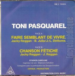 [Pochette de Faire semblant de vivre (Toni PASQUAREL) - verso]