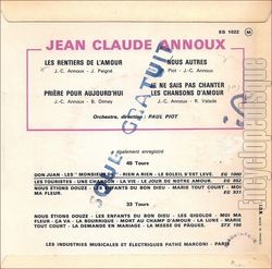 [Pochette de Les rentiers de l’amour (Jean-Claude ANNOUX) - verso]