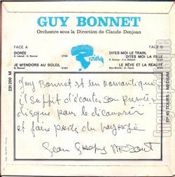 [Pochette de Dore (Guy BONNET) - verso]