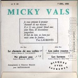 [Pochette de Le chemin de ma valle (Micky VALS) - verso]