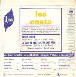 [Pochette de Ce soir je veux rester chez moi (Les COSTA) - verso]