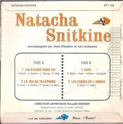 [Pochette de J’ai pleur pour toi (Natacha SNITKINE) - verso]