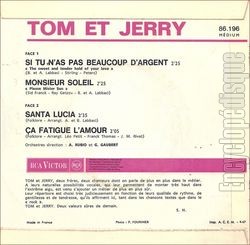 [Pochette de Si tu n’as pas beaucoup d’argent (TOM ET JERRY) - verso]