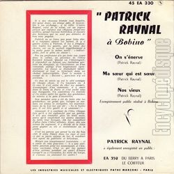 [Pochette de On s’nerve (Patrick RAYNAL) - verso]