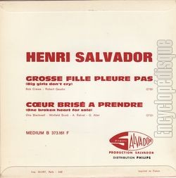 [Pochette de Grosse fille pleure pas (Henri SALVADOR) - verso]