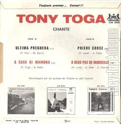 [Pochette de Ultima preghera (Tony TOGA) - verso]