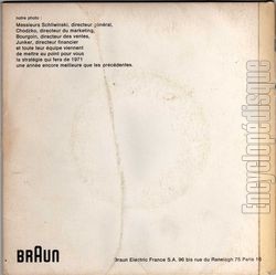 [Pochette de Braun (PUBLICIT) - verso]