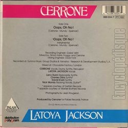 [Pochette de Oops, oh no ! (Avec Latoya Jackson) (CERRONE) - verso]