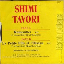 [Pochette de Remember (Shimi TAVORI) - verso]