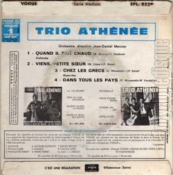 [Pochette de Quand il fait chaud (Caliente) (Le TRIO ATHNE) - verso]