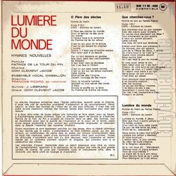 [Pochette de LUMIERE DU MONDE (RELIGION) - verso]