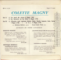 [Pochette de Le mal de vivre (Colette MAGNY) - verso]