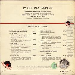 [Pochette de Sentimental strip-tease (Paule DESJARDINS) - verso]