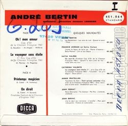 [Pochette de Oh ! Mon amour (Andr BERTIN) - verso]