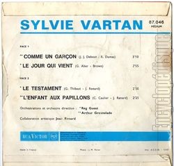 [Pochette de Comme un garon (Sylvie VARTAN) - verso]