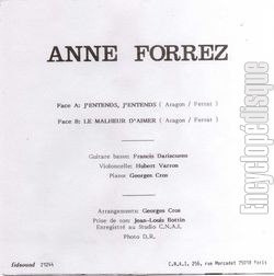 [Pochette de J’entends, j’entends (Anne FORREZ) - verso]