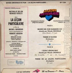 [Pochette de La leon particulire (B.O.F.  Films ) - verso]