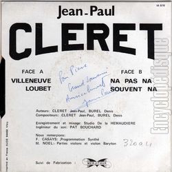 [Pochette de Villeneuve-Loubet (Jean-Paul CLERET) - verso]