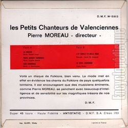 [Pochette de Panorama du folklore (Les PETITS CHANTEURS DE VALENCIENNES) - verso]