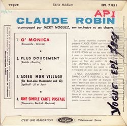 [Pochette de  Monica (Claude ROBIN) - verso]