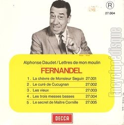 [Pochette de Lettres de mon moulin n 4  Les trois messes basses  (JEUNESSE) - verso]