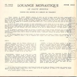 [Pochette de Louanges monastiques (DOCUMENT) - verso]