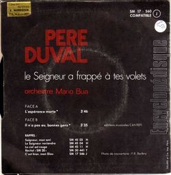 [Pochette de Le Seigneur a frapp  tes volets (Pre DUVAL) - verso]