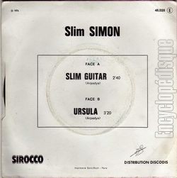 [Pochette de Slim guitar (SLIM SIMON) - verso]