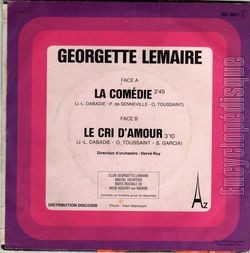 [Pochette de La comdie (Georgette LEMAIRE) - verso]