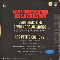 [Pochette de J’aimerais bien apprendre au monde (I’d like to teach the world to sing) (Les COMPAGNONS DE LA CHANSON) - verso]