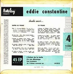 [Pochette de L’enfant de la balle (Eddie CONSTANTINE) - verso]