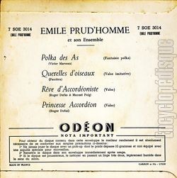 [Pochette de Polka des as (mile PRUD’HOMME) - verso]