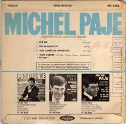 [Pochette de Ton cahier de chansons (Michel PAJE) - verso]