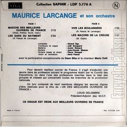 [Pochette de Marche des meilleurs ouvriers de France (Maurice LARCANGE) - verso]