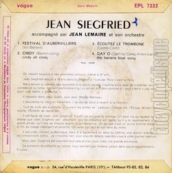 [Pochette de Festival d’Aubervilliers (Jean SIEGFRIED) - verso]