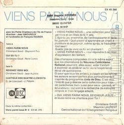 [Pochette de Viens parmi nous n1 (Les PETITS CHANTEURS DE L’ILE-DE-FRANCE) - verso]