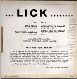 [Pochette de Mon toile (LICK) - verso]